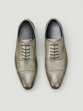ieftine Pantofi Oxford-pantofi oxford din piele sintetică gri vintage pentru bărbați – pantofi de rochie formali cu șireturi, cu design cu vârf, pentru afaceri și ocazii speciale