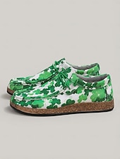  Dame Avslappet Daglig St. Patrick's dag Perlearbeid Flat hæl Rund Tå Klassisk Fritid Komfort Tøy Slippers Grønn
