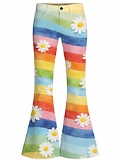  Retro Vintage Boho 1970er Hose Schlaghosen Hippie Disco Hohe Taille Blumen Kostüm Damen Maskerade Musikfestival Party Pride Parade Erwachsene Hose