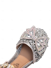 economico Bambini &amp; Ragazza dei Fiori-scarpe eleganti Mary Jane con strass scintillanti per bambini, dettaglio fiocco di cristalli, tomaia in tessuto glitterato e cinturino regolabile alla caviglia, elegante stile principessa per bambine,