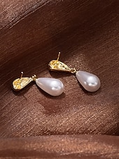 billige Bryllup ACC-Øredobber med imiterte perler til dame – tilgjengelig i gull og sølv, elegant design for bryllup, kveldsarrangementer og hverdagsbruk