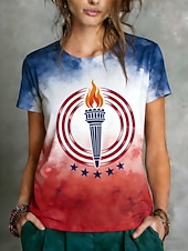  Giorno dell'Indipendenza Americana Per donna Maglietta Stampato Grafico Elegante Classico Casual Manica Corta Girocollo Top Regolari Quotidiano Sportivo Uscire Blu Rosso Estate Primavera 250th