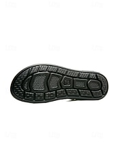 cheap Sandals-Men's Black Faux Leather Open-Toe Sandals, Buckle Strap Design, Comfortable Support, Casual Elegant Style for Beach Wedding Guests