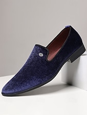 abordables Mocasines-Mocasines de terciopelo azul marino para hombre: zapatos sin cordones modernos y cómodos para bodas y fiestas.