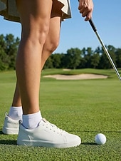 tanie Damskie buty golfowe-Brązowe buty golfowe damskie – klasyczne, sznurowane, codzienne buty golfowe dla kobiet, trwała podeszwa z kolcami do gry w golfa, spacerów, uprawiania sportów na świeżym powietrzu i noszenia na co dzień