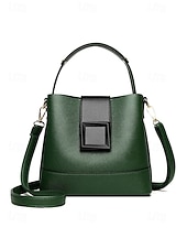 お買い得  ハンドバッグ＆トートバッグ-女性用フェイクレザーバケットバッグ - 多用途のショルダーバッグとクロスボディスタイル、複数の色、カジュアルからセミフォーマルまで使えるトレンディで丈夫なバッグ