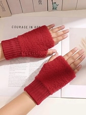 abordables Guantes de mujer-Guantes elásticos de piel sintética para mujer: disponibles en varios colores, suaves y acogedores, perfectos para el invierno y salidas informales.