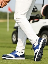 voordelige Heren Golf Schoenen-Rode en witte golfschoenen voor heren, ademend bovenwerk met gripvaste buitenzool, lichtgewicht en comfortabel, ideaal voor golfers en buitensporters.