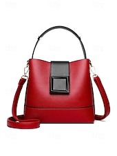 お買い得  ハンドバッグ＆トートバッグ-女性用フェイクレザーバケットバッグ - 多用途のショルダーバッグとクロスボディスタイル、複数の色、カジュアルからセミフォーマルまで使えるトレンディで丈夫なバッグ