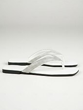 abordables Sandales à glissière-Tongs d'été chics à strass pour femmes - sandales scintillantes légères et polyvalentes - chaussures de plage tendance pour les escapades insulaires et les promenades estivales