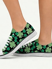  Sneakers basse da donna con stampa trifoglio di San Patrizio: classiche scarpe casual in tela con lacci per adolescenti e adulti, perfette per lo streetwear, la scuola e le uscite festive
