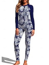 economico Rash Guards Interi-Per donna Standard Top sottomuta Rash Guard completo per il corpo Costume da surf intero Floreale Tropicale Con zip con reggiseno incorporato Cerniera Frontale Protezione Solare UV Coppa larga UPF50+