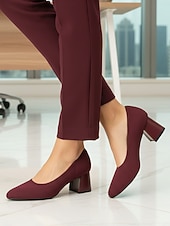 abordables Zapatos de salón de tacón ancho-Zapatos de tacón de bloque con puntera de punto en beige y negro para mujer: cómodos zapatos sin cordones transpirables para desplazamientos diarios de negocios y trabajo de oficina. &amp;damas