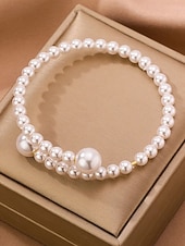tanie Wesele ACC-damska bransoletka z sztucznych pereł, elegancki dwukolorowy wzór, idealna na śluby, walentynki i na co dzień