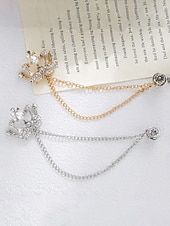 levne Svatba ACC-Pánská klopová brože s korunkou a řetízkem, materiál slitina, dostupné ve zlaté a stříbrné barvě, ideální pro svatby a večírky