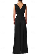economico Tuta-Per donna Normale Tuta Elegante Tinta unica Senza Maniche Gamba larga Scollo a V Pieghettato Vacanza Ferie Vestibilità regolare Nero Verde militare Rosso Estate