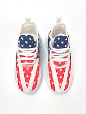  Adidași pentru femei cu imprimație de steag și vultur american cu ocazia aniversării de 250 de ani a Statelor Unite design cu artificii încălțăminte casual patriotică pentru Ziua Independenței parade
