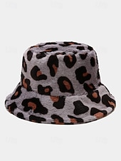 levne Dámské klobouky-Dámská čepice s leopardím potiskem a umělou kožešinou – více barev, polyesterový materiál, moderní a pohodlná na běžné nošení i do zimy