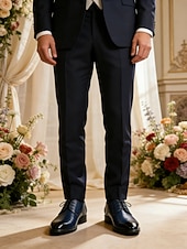 tanie Buty derby-męskie granatowe buty typu oxford ze sztucznej skóry – stylowy, sznurowany design do noszenia w pracy i na formalne okazje