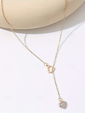 cheap Valentine's Day-Women's Heart Pendant Necklace, Gold Plated Alloy with Crystal Detailing, Perfect for Valentine's Day Gifts, Weddings &amp; Everyday Wear