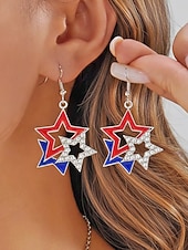  Az Egyesült Államok 250. évfordulós női hazafias csillag ékszerszett ötvözet nyaklánc és fülbevalók piros-fehér-kék kristály mintával felvonulások és ünnepi rendezvények