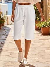 abordables Fondos-Mujer Pantalones Capri Pantalón corto Pantalones cortos de verano Pantalones cortos holgados Vacaciones Casual Boho Longitud de la rodilla Media cintura Plano Bolsillo Cintura elástica Comodidad