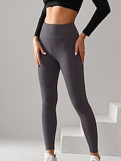 economico Leggings semplici-Per donna Chinos Leggings Attivo Streetwear Casual Lunghezza intera Vita media Tinta unica Fascia Elastica Confortevole Elasticizzato Quotidiano All'aperto Palestra Rosso violaceo Nero Blu marino