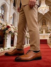 ieftine Pantofi Oxford-Pantofi Oxford maro pentru bărbați din piele ecologică – stil clasic pentru nunți formale, evenimente de afaceri și ocazii speciale