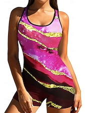 رخيصةأون راش غاردز ون بيس-نسائي وسط حماية ضد التحسس بدلة ركوب الأمواج من قطعة واحدة ثوب السباحة مجرد حجر كريم حجب الألوان إحزم مع حمالة صدر مدمجة حشوة متحركة حماية من الأشعة فوق البنفسجية UPF50+ خفيف جدا (UL) بدون كم كم طويل