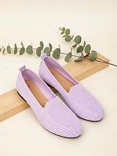 abordables Ballerines femme-Chaussures à enfiler violettes en maille douce pour femmes – minimalistes, respirantes et légères, idéales pour le bureau, les trajets quotidiens, les voyages et le quotidien.