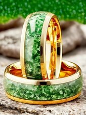 Недорогие Аксессуары-Мужское кольцо из нержавеющей стали с зеленой инкрустацией, в кельтском стиле, многоцветная отделка, прочное, удобное, идеально подходит для празднования Дня Святого Патрика и повседневного ношения.