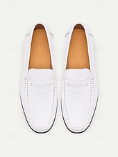 abordables Mocasines-Zapatos de boda blancos clásicos para hombre: diseño elegante, ajuste cómodo, perfectos para bodas y eventos formales.