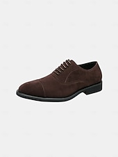 baratos Sapatos Oxford-sapatos oxford masculinos de camurça marrom – sapatos sociais clássicos com cadarço para ocasiões formais e de negócios, calçados confortáveis e elegantes