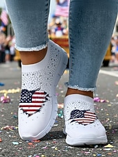  Sneakers slip-on grafiche con bandiera USA per donna per il 250° Anniversario degli Stati Uniti - Scarpe atletiche ammortizzate e traspiranti stile sportivo casual patriottico per parate USA viaggi e