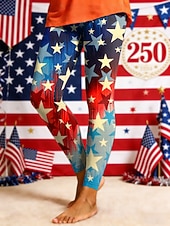 Χαμηλού Κόστους Παντελόνια Ημέρας Ανεξαρτησίας-Ημέρα Ανεξαρτησίας Αμερικανική Επέτειος Πατριωτική Γυναικείο Λεγκίνς Διακοπές Vintage Εθνοτική Στυλ Μήκους Αστραγάλου Υψηλής Μέσης Παντελόνια Γραφικό Σημαία Άνεση Μαλακό Άνετο Ελαστικό Καθημερινά Στο