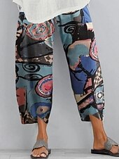 billige Straight-Leg Bukser-Dame Capri-bukser Sommerbukser Harem-bukser Ferie Grunnleggende Fritid Kalv lengde Middels midje عادي Lomme Elastisk midje comfy Myk Bekvem Mikroelastisk utendørs Feriereise Gate Blå Svart Hvit Rød