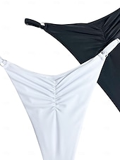cheap Bikini Bottoms-Two Piece Women's Swimwear Bikini Bottom Thong Swimsuit High Waist Vacation Beach Wear Solid Color Halter Neck Sleeveless Bathing Suits