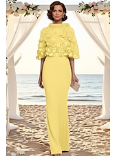 voordelige Vloerlengte-Tweedelig Tot de grond Feestjurk Cocktail jurk Bruiloft gast jurk Moeder van de bruid jurk Korte mouw Halve mouw Strakke ronde hals Ronde hals Elegant Formeel Bruiloft gast Familiebijeenkomst Chiffon
