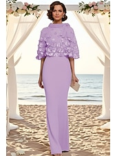 voordelige Vloerlengte-Tweedelig Tot de grond Feestjurk Cocktail jurk Bruiloft gast jurk Moeder van de bruid jurk Korte mouw Halve mouw Strakke ronde hals Ronde hals Elegant Formeel Bruiloft gast Familiebijeenkomst Chiffon
