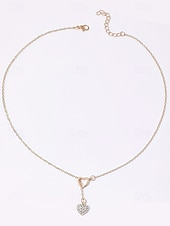 cheap Valentine's Day-Women's Heart Pendant Necklace, Gold Plated Alloy with Crystal Detailing, Perfect for Valentine's Day Gifts, Weddings &amp; Everyday Wear