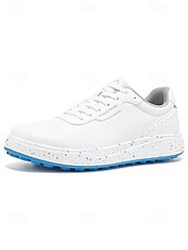 voordelige Heren Golf Schoenen-Witte golfschoenen voor heren zonder spikes, ademend bovenwerk, stabiele gripzool, minimalistische sportstijl voor golfbanen en casual gebruik.