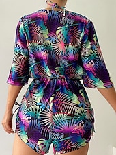 levne 3dílná sada bikin-Dámské Plavky Bikiny Tři kusy Odvážné Plavky Štíhlý Volná záda prázdniny Oblečení na pláž Květinový Grafika Ponořit se Bez rukávů Plavky