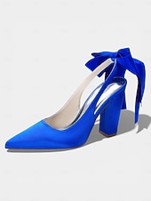 cheap Bride-Women's Ivory Pointed-Toe Bow Slingback Heels, Elegant Satin Bridal Shoes for Church Wedding Bride