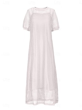 abordables Vestidos de Graduación-Mujer vestido largo vestido largo vestido recortado Vestido de verano Elegante Moda Moderno Exterior Vacaciones Noche Ajuste regular Plano Manga Corta Cuello Barco Negro Blanco Rosa Morado Verano