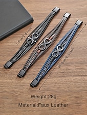 Недорогие Мужские украшения-Мужской браслет в виде знака бесконечности из искусственной кожи и сплава, многослойная плетеная конструкция, винтажный стиль, различные цветовые варианты, идеально подходит для отдыха и повседневной носки.