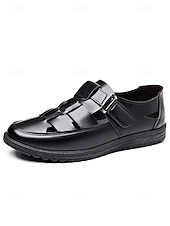 cheap Sandals-Men's Brown Faux Leather Sandals, Open Toe, Casual Wedding Shoes, Comfortable and Stylish Summer Wear
