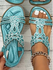 お買い得  花嫁-クリスタルのディテールが施されたシルバーの装飾が施された女性用フラットサンダル。ビーチでの結婚式に最適なエレガントなブライダルシューズ。