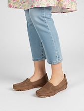 tanie Mokasyny i trzewiki damskie-Damskie kawowe slip-on mokasyny - miękkie wygodne płaskie buty do codziennego komfortu spacerów pracy podróży i codziennego noszenia