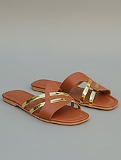 olcso Nők-női fekete és arany papucs - elegáns, keresztpántos lapos papucs - sikkes luxus üdülőcipő trópusi nyaraláshoz és medence melletti pihenéshez