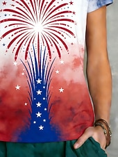  Giorno dell'Indipendenza Americana Per donna Maglietta Stampato Grafico Elegante Classico Casual Manica Corta Girocollo Top Regolari Quotidiano Sportivo Uscire Rosso Estate Primavera